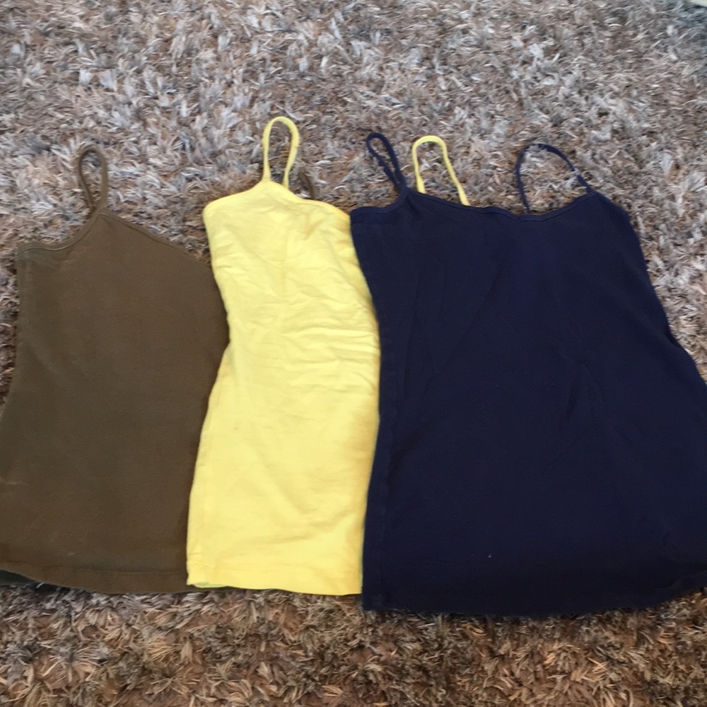 V neck camisoles. green yellow and navy blue